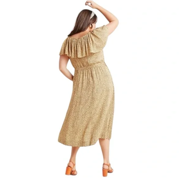 Anthropologie Bolano Leopard Print Button Front Midi Dress - Neutral - Size 18 W - Picture 9 of 16